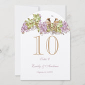 Carte de numéro de table de mariage oiseau d'amour (Devant)