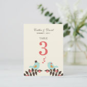 Carte de numéro de table de mariage Oiseaux de l'a (Debout devant)