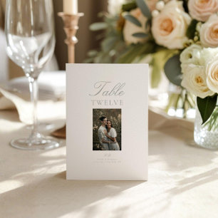 Carte de numéro de table de mariage photo élégante