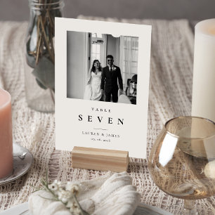 Carte de numéro de table de mariage photo moderne 