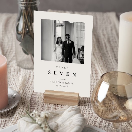 Carte de numéro de table de mariage photo moderne 