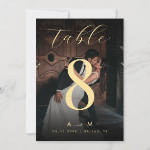 Carte de numéro de table de mariage photo noir déc