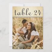 Carte de numéro de table de mariage photo rustique (Devant)