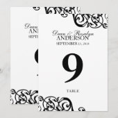 Carte de numéro de table de mariage réception de f (Devant / Derrière)