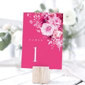 Carte de numéro de table de mariage rose chaud, fl