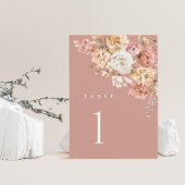 Carte de numéro de table de mariage rose poussiére
