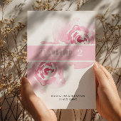 Carte de numéro de table de Mariage rose Roses