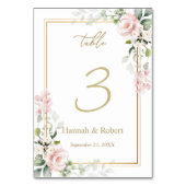 Carte de numéro de table de Mariage rose Roses (Dos)