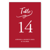 Carte de numéro de table de mariage rouge de Noël (Dos)