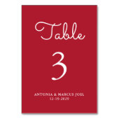 Carte de numéro de table de mariage rouge de Noël (Dos)