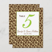 Carte de numéro de table de Mariage Safari Brown v (Devant / Derrière)