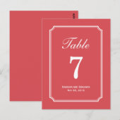 Carte de numéro de table de Mariage simple à chois (Devant / Derrière)