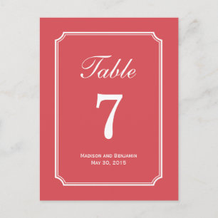 Carte de numéro de table de Mariage simple à chois