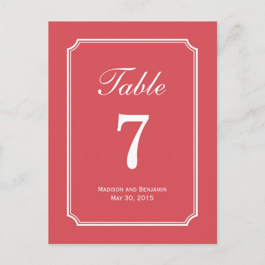 Carte de numéro de table de Mariage simple à chois (Devant)