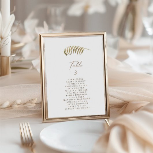 Carte de numéro de table de Mariage simple botaniq