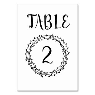 Carte de numéro de table de mariage simple couronn