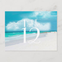 Carte de numéro de table de mariage sur la plage