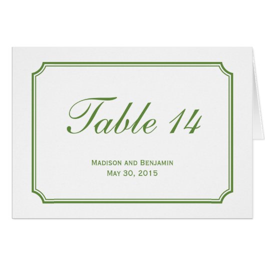 Carte de numéro de table de Mariage tout simple (Devant Horizontal)