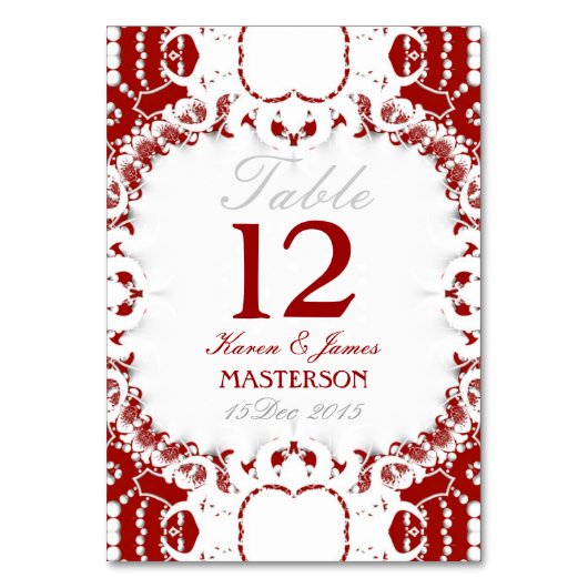 Carte de numéro de table de mariage Tribal Rouge B (Par défaut)
