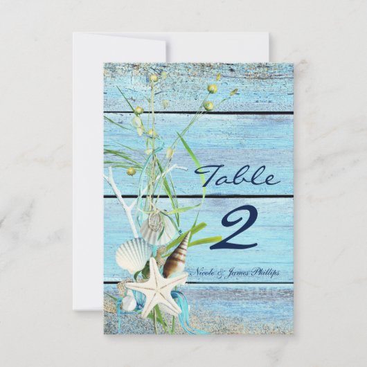 Carte de numéro de table de mariage tropical Blue (Devant)