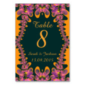 Carte de numéro de table de mariage tropical rose (Dos)