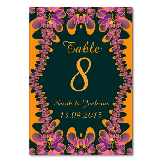 Carte de numéro de table de mariage tropical rose (Par défaut)