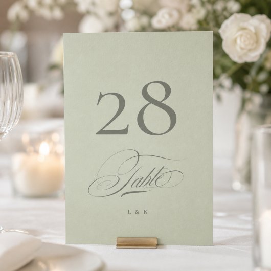 Carte de Numéro de Table de Mariage Vert Pistache