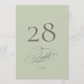 Carte de Numéro de Table de Mariage Vert Pistache (Devant)