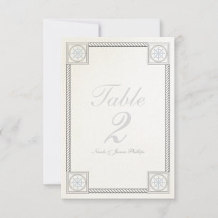Carte de numéro de table de mariage vintage plage