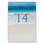 Carte de numéro de table de mariage White Beach (Dos)