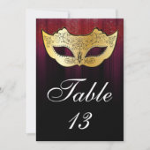 Carte de numéro de table de masquerade (Devant)