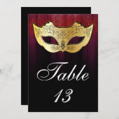 Carte de numéro de table de masquerade (Devant / Derrière)