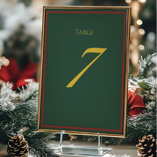 Carte de numéro de table de Noël Luxe