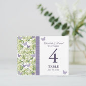 Carte de numéro de table de papillon pourpre (Debout devant)