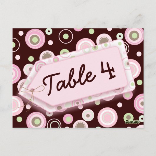 Carte de numéro de table de points rose Brown Polk (Dos)