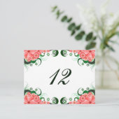 Carte de numéro de table de réception Floral Pink  (Debout devant)