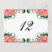 Carte de numéro de table de réception Floral Pink  (Dos)