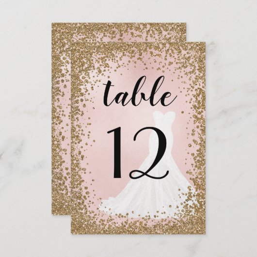 Carte de numéro de table de robe de mariée de Part (Devant / Derrière)