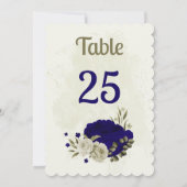Carte de numéro de table de tableau bleu beige (Dos)