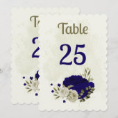 Carte de numéro de table de tableau bleu beige (Devant / Derrière)