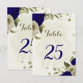 Carte de numéro de table de tableau bleu beige (Devant / Derrière)