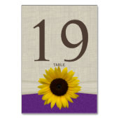 Carte de numéro de table de tournesol et de burlap (Par défaut)