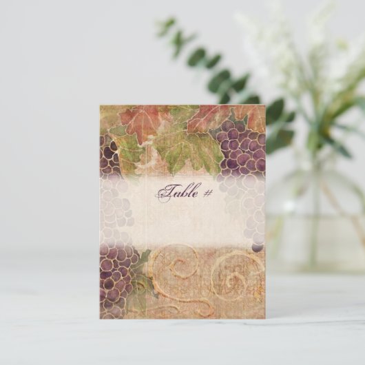 Carte de numéro de table de vignes âgées (Debout devant)