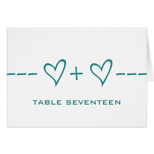 Carte de numéro de table d'équation cardiaque turq (Devant horizontal)