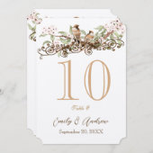 Carte de numéro de table des Inséparables roses et (Devant / Derrière)