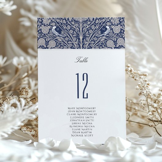 Carte de numéro de table des Inséparables victorie