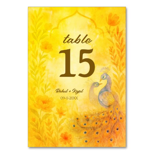 Carte de numéro de table des Mariages indiens de P (Par défaut)