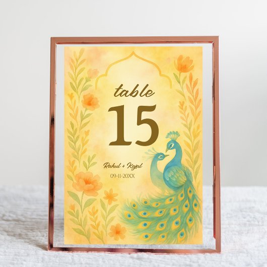 Carte de numéro de table des Mariages indiens de P