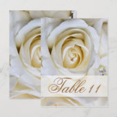 Carte de numéro de table des Roses Mariages blancs (Devant / Derrière)