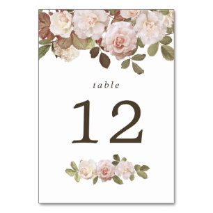 Carte de numéro de table des Roses vintages